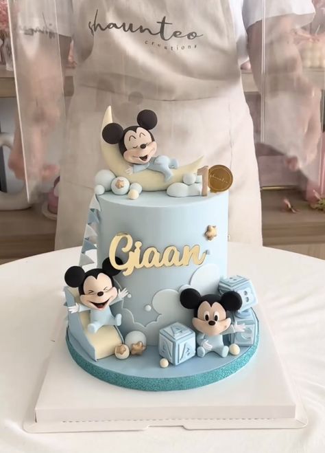 Birthday Cake 2 Year Boy, Birthday Cake For 1 Year Boy, Cake 1 Year Boy, Baby Mickey Cake, Baby Mickey Mouse Cake, Mickey Baby Showers, Mickey 1st Birthdays, Purple Cakes Birthday, Boys 1st Birthday Cake