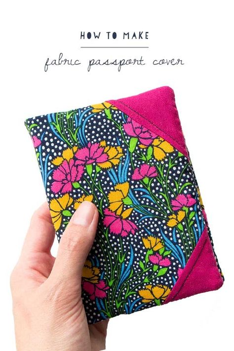 Passport Holder Diy Sewing, Diy Passport Holder, Passport Cover Pattern, Passport Holder Pattern, Sewing Machine Thread, Mollie Makes, Free Sewing Pattern, Leftover Fabric, Passport Cover