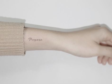 Purpose Tattoo Ideas, Purpose Tattoo, Justin Bieber Tattoos, Le Tattoo, Writing Tattoos, Small Pretty Tattoos, Little Tattoos, Mini Tattoos, Piercing Tattoo