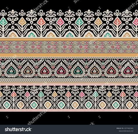 Beautifual Mughal Traditional Border Fot Digital Stock Illustration 2277422361 | Shutterstock Suit Border Designs, Mughal Lace Border, Digital Lace Border, Mughal Borders, Border Pattern Design, Ajrakh Border, Mughal Border, Boarders Designs, Digital Border