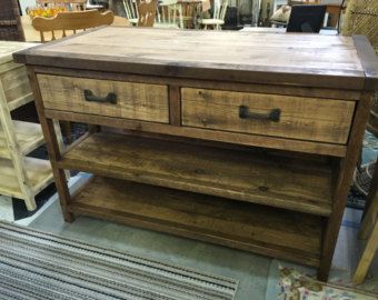 Lookalike Pieces Kitchen Island Console Table by RusticWoodWorX Diy Kitchen Counters, Cedar Woodworking Projects, Kitchen Island Stools With Backs, Diy Table Ideas, Farm Table With Bench, Reclaimed Wood Countertop, Southern Style Homes, Kitchen Island Stools, Wooden Cooler