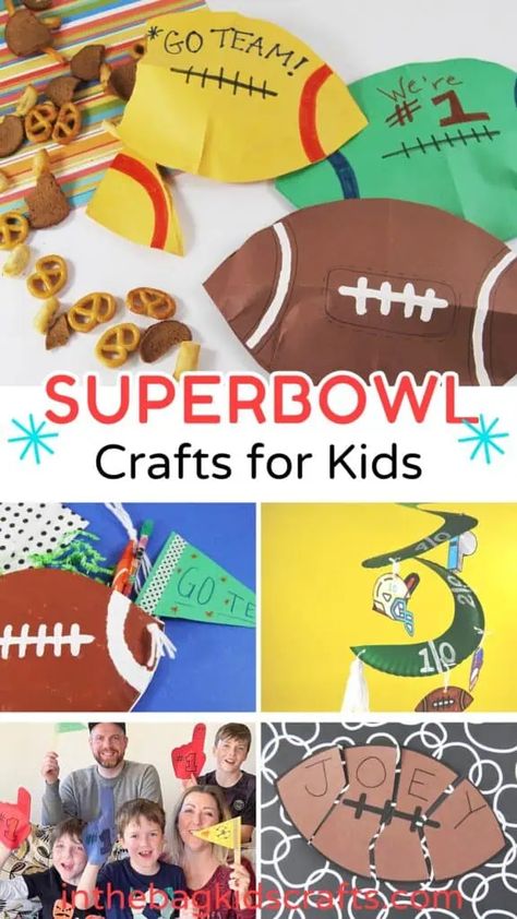 Superbowl crafts for kids Superbowl Kids Crafts, Super Bowl Crafts For Toddlers, Football Kids Crafts, Football Toddler Crafts, Chiefs Crafts For Kids, Superbowl Activities For Kids, Super Bowl Kids Activities, Superbowl Crafts For Kids, Super Bowl Activities For Kids Classroom