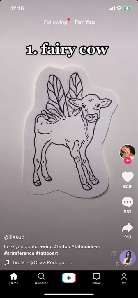 Cow With Wings, Fairy Wing Tattoos, Vegas Tattoo, Cow Tattoo, Cow Drawing, Wings Drawing, Doodle Pages, Fairy Tattoo, Dainty Tattoos