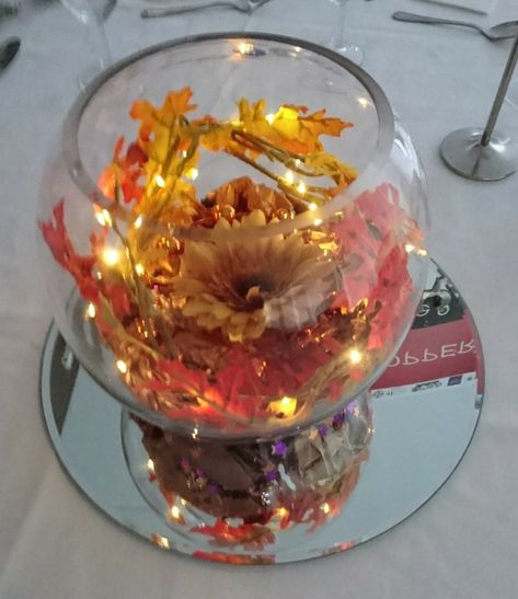 Fishbowl Centerpiece, 40th Anniversary Party, Glass Fish Bowl, Elegant Wedding Centerpiece, Diy Bowl, Orange Fish, Holiday Deco, Graduation Diy, Halloween Make Up