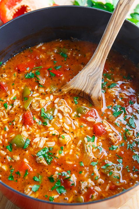 Italian Sausage Stuffed Pepper Soup Soup With Italian Sausage, Bell Pepper Soup, Italian Sausage Soup, Stuffed Pepper, Pepper Soup, Italian Soup, Sausage Soup, Sausage And Peppers, Soup And Stew