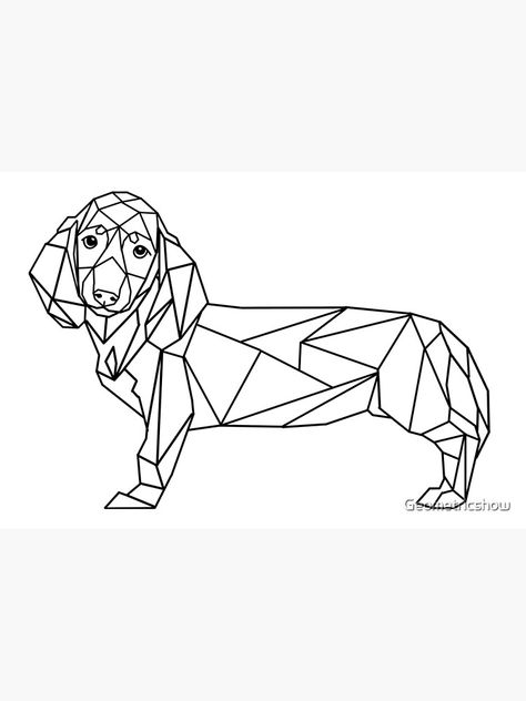 "Geometric Sausage Dog - Black Wire" Poster by Geometricshow | Redbubble Geometric Dachshund, Dash Hound, Angel Coloring Pages, Geometric Dog, Shark Coloring Pages, Pop Art Animals, Colouring Sheets, Bear Coloring Pages, Dog Black