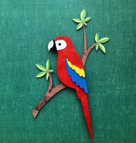 Rainforest Nursery, Parrot Craft, Jungle Decorations, Fabric Paint Designs, Macaw Parrot, School Banner, Board Decoration, Crafts With Pictures, Hand Embroidery Design Patterns