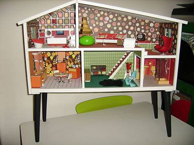 Google Image Result for http://modculture.typepad.com/.a/6a00d83451cbb069e20133f160253f970b-800wi 30 Before 30 List, Lundby Dollhouse, 30 Before 30, 60s Toys, Modern Dolls House, Retro House, Computer Design, Dollhouse Projects, Vintage Dollhouse