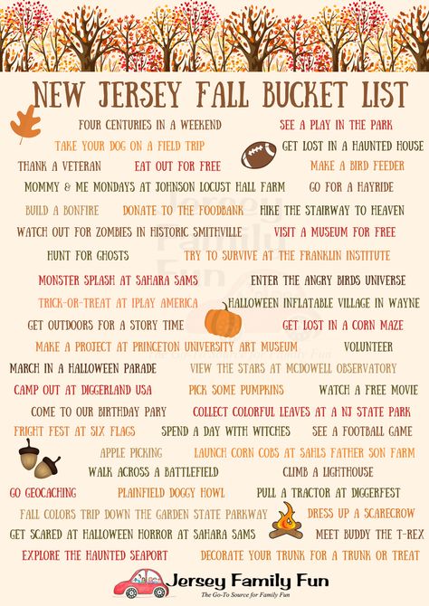 New Jersey Bucket List, New Jersey Things To Do, Things To Do In New Jersey, Fall Places, New Jersey Fall, Reward Ideas, Make A Bird Feeder, Usa Trip, Fall Things