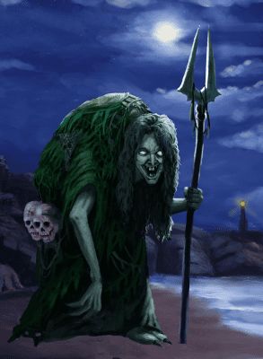 Sea Hag - Fey -- DnD Monsters #Sea #Hag #DungeonCrawling #DnD #Monsters #Feywild #Fey #Inspiration #Magic #Fantasy #JRusso Sea Hag, Monster Pictures, Gold Design Background, Horror Photos, Mythical Monsters, Dnd Monsters, Sea Witch, Fantasy Races, Gothic Art