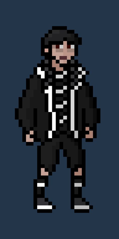 Wednesday Pixel art from Netflix by Gamerk, My Twitter: https://twitter.com/GamerkStudio Wednesday Pixel Art, Pixel Characters, Pixel Art, Twitter, Art