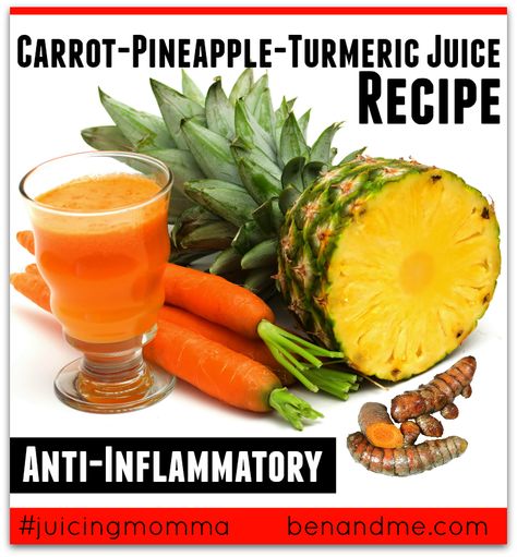 Carrot-Pineapple-Turmeric Juice -- Carrots are one of my favorite veggies to juice, especially when I’m looking for a little sweetness. Carrots go perfectly with pineapple and turmeric, two incredible foods to reduce inflammation. This is really yummy, y’all. #jucing #juicingmomma Foods To Reduce Inflammation, Carrot Juice Recipe, Gerson Therapy, Inflammation Recipes, Healthy Detox Cleanse, Turmeric Juice, Detox Juice Cleanse, Veggie Juice, Detox Juice Recipes