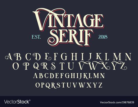 Vintage Fonts Alphabet, Retro Typeface, Serif Lettering, Design Alphabet, Decorative Fonts, Alphabet Font, Chalk Lettering, Tattoo Lettering Fonts, Hand Lettering Fonts