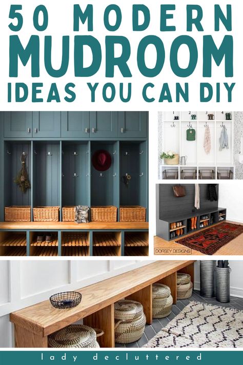 50 Modern Mudroom Ideas You Can DIY Modern Mudroom Ideas, Mud Room Colors, Diy Mudroom Ideas, Ikea Mud Room, Modern Mudroom, Mudroom Ideas Diy, Modern Farmhouse Mudroom, Small Mudroom Ideas, Mudroom Cubbies