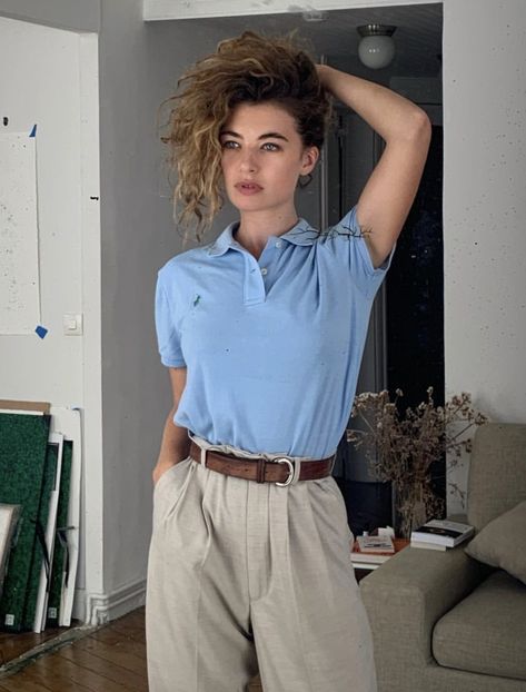 Blue Polo Shirt Outfit Women, Polo Women Outfit, Polo Outfit Women's, Rich Outfits, Polo Shirt Outfits, Polo Outfit, Uni Outfits, Casual Day Outfits, Beautiful Dresses For Women