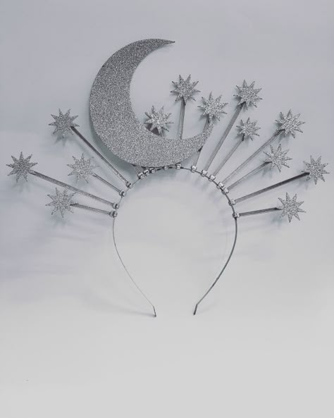 Moon And Stars Costume Diy, Moon Headpiece Diy, Moon Headband Diy, Moon Costume Women, Moon Costume Diy, Costumes With Glasses, Moon Headband, Masquerade Outfit Ideas, Neon Unicorn