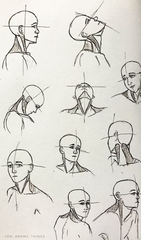 Head and Neck Drawing Reference |  by Jonathan McDaniel, follow on Instagram @jon_draws_things Jonathan Mcdaniel, Neck Drawing, 얼굴 드로잉, 얼굴 그리기, Drawing Heads, Anatomy Sketches, Drawing Faces, Drawing Studies, Anatomy Drawing