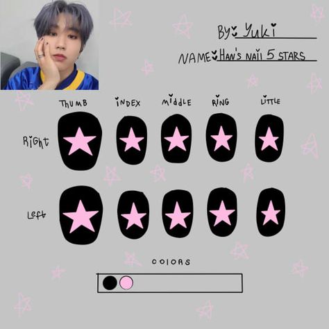 Skz Five Star Nails, Lee Know Inspired Nails, Kpop Nails Simple, S Class Nails Skz, Felix Inspired Nails, Han Jisung Nails 5 Star, Skz Nails 5 Star, Hans Nails Skz, K Pop Nails Skz