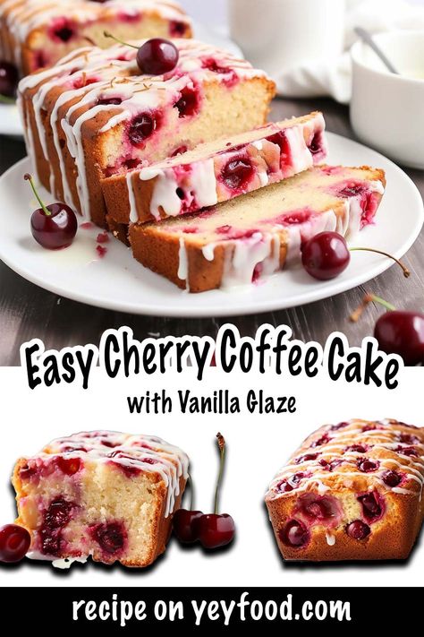 Easy Cherry Coffee Cake with Vanilla Glaze Craving a sweet treat that's bursting with juicy fruit and fluffy goodness? Look no further than this Easy Cherry Coffee Cake with Vanilla Glaze! It's the perfect way Cherry Coffee Cake Recipes, Cherry Coffee Cake, Hacks For Home, Cherry Bread, Dessert Breads, Spring Form, Vanilla Glaze, Frozen Cherries, Cherry Recipes