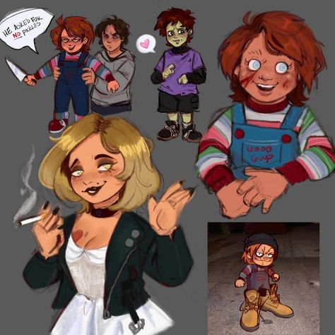 Glen Chucky, Chucky Family, Chucky Drawing, Chucky Horror Movie, Good Guy Doll, Horror Movie Tattoos, Scary Films, Childs Play Chucky, Scary Movie Characters