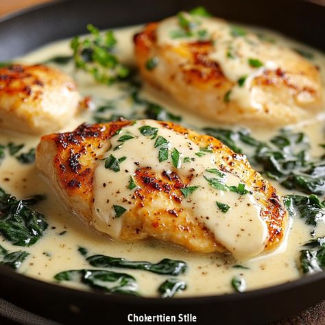 Chicken Florentine Style - recipes Taco Pinwheels, Chicken Florentine Recipe, Easy Cream Pie, Florentine Recipe, Chicken Florentine, Oatmeal Cream Pies, Pre Cooked Chicken, Light Appetizers, Oatmeal Cream