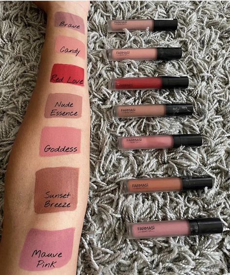 Farmasi Brave Liquid Lipstick, Farmasi Makeup Looks, Farmasi Lipstick, Farmasi Matte Liquid Lipstick, Farmasi Beauty Influencer, Fuller Lips Makeup, Farmasi Products, Blue Eyes Natural, Farmasi Makeup