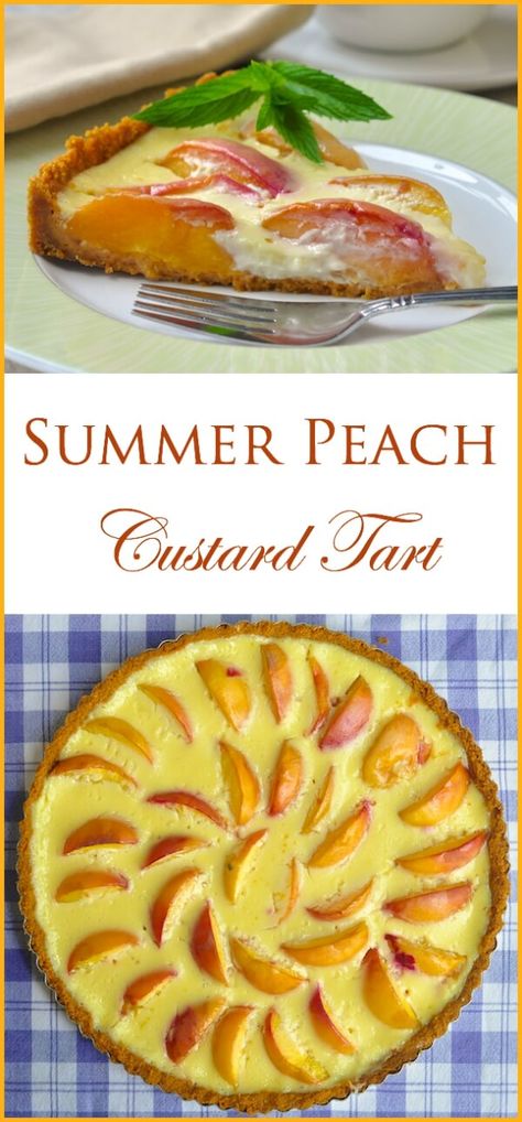 Summer Bbq Desserts, Peach Custard, Barbecue Desserts, Bbq Dessert, Bbq Desserts, Peach Tart, Rock Recipes, Peach Desserts, Custard Tart