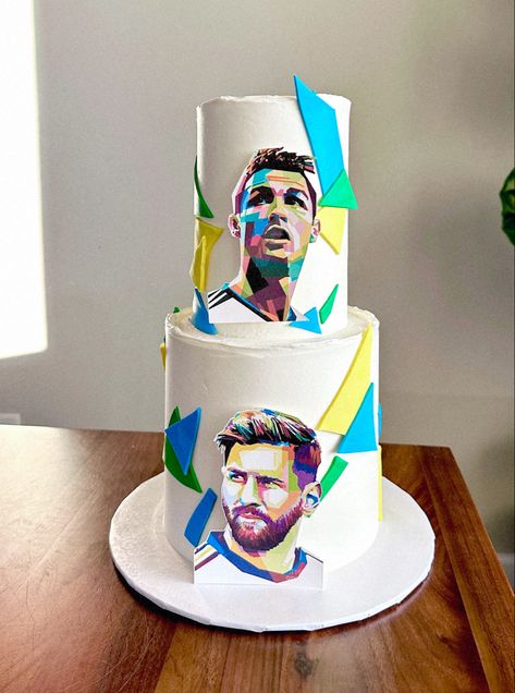 Basket For Your Boyfriend, Messi E Ronaldo, Soccer Themed Cake, Football Gift Baskets, Ronaldo Birthday, Messi Birthday, Soccer Birthday Cakes, Football Birthday Cake, 9th Birthday Cake