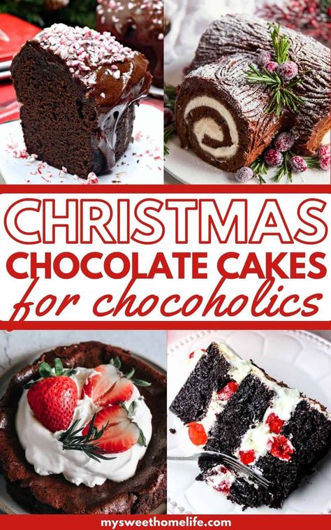 Whether you're a dedicated chocoholic or simply seeking a show-stopping dessert for your holiday table, these Christmas chocolate cakes are guaranteed to satisfy your cravings and spread sweet joy throughout the season. Holiday Chocolate Cake, Christmas Bundt Cake Recipes, Christmas Chocolate Cake, Christmas Chocolate Desserts, Chocolate Christmas Cake, Christmas Bundt Cake, Fudgy Cake, Chocolate Cake Recipes, Chocolate Biscuit Cake