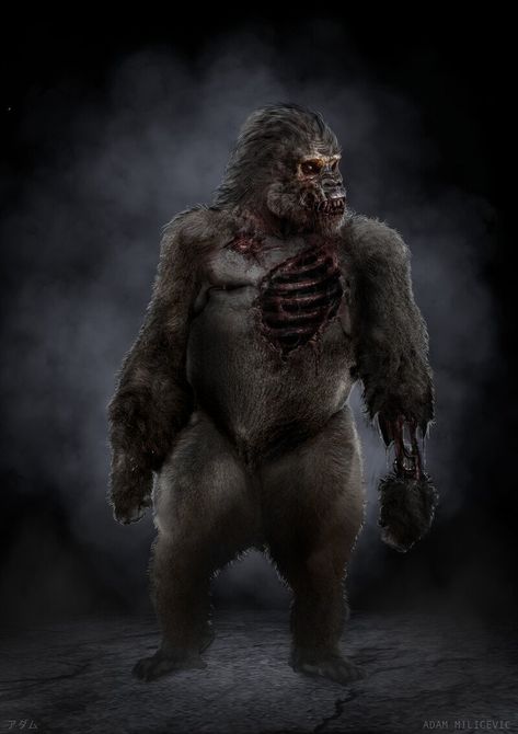 ArtStation - Gorilla Zombie, Adam Milicevic Zombie Video Games, Gorilla Costume, Gorilla Costumes, Zombie Drawings, Zombie Army, Zombie Monster, Monster Concept Art, Survival Games, Metal Music