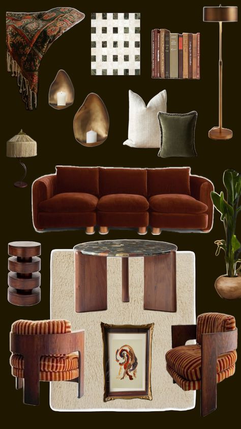 Having fun with a moodier, earthy color scheme and a mix of modern & vintage. #livingroommood #livinginspo Living Room Aesthetic, Apartment Makeover, Eclectic Living Room, Apartment Decor Inspiration, Dream House Interior, Decor Home Living Room, Living Room Decor Apartment, Living Room Inspo, A Living Room