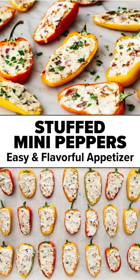 Stuffed mini bell peppers with goat cheese and bacon for super bowl food Mini Peppers Stuffed, Aesthetic Food Recipes, Football Sunday Food, Football Food Appetizers, Tattoo Food, Super Bowl Party Food, Football Party Foods, Wallpaper Food, Mini Peppers