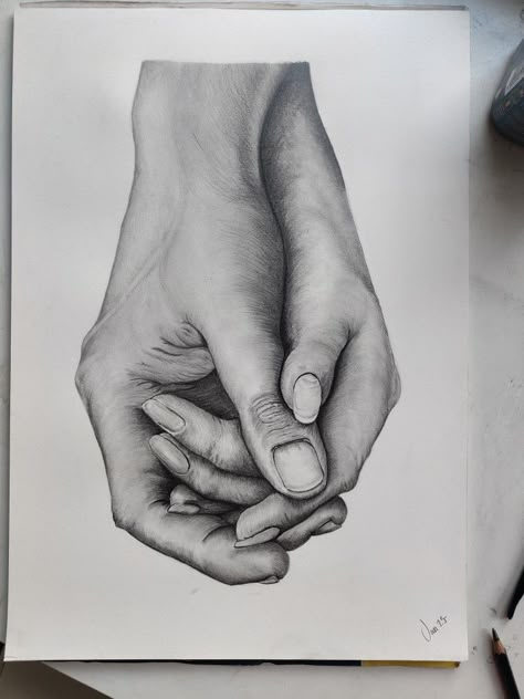 Painting Of Holding Hands, Leaving Hands Sketch, Holding Hands Art Paintings, Holding Hands Painting Acrylic, Holding Hands Painting Abstract, Pencil Drawings, Art Sketches, Art Drawings, Drawings