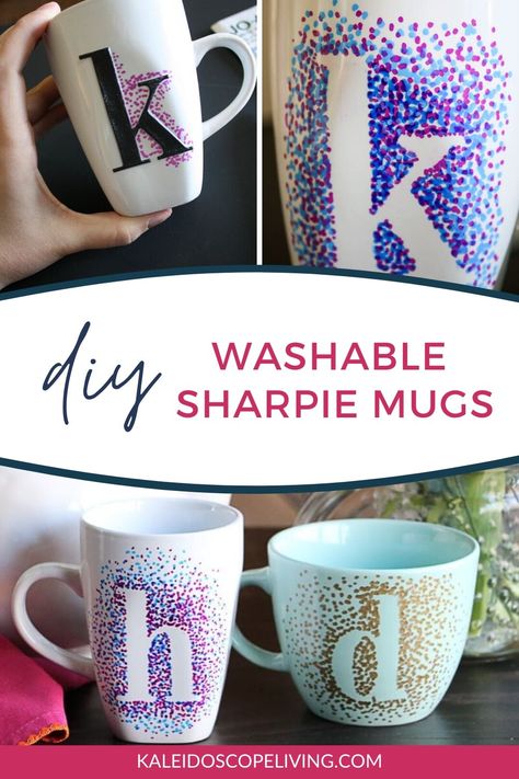 Make Your Own Mug, Easy Gifts To Make, Diy Sharpie Mug, Sharpie Mugs, Birthday Present For Husband, Present For Husband, Letter Mugs, Diy Sharpie, Sharpie Mug