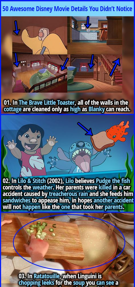 50 Awesome Disney Movie Details We Bet You Didn't Notice | Fact Republic Disney Secrets In Movies, Hilarious Adult Humor, Disney Humor, Lilo And Stitch 2002, The Incredibles 2004, Brave Little Toaster, Fact Republic, Disney Secrets, Disney Theory