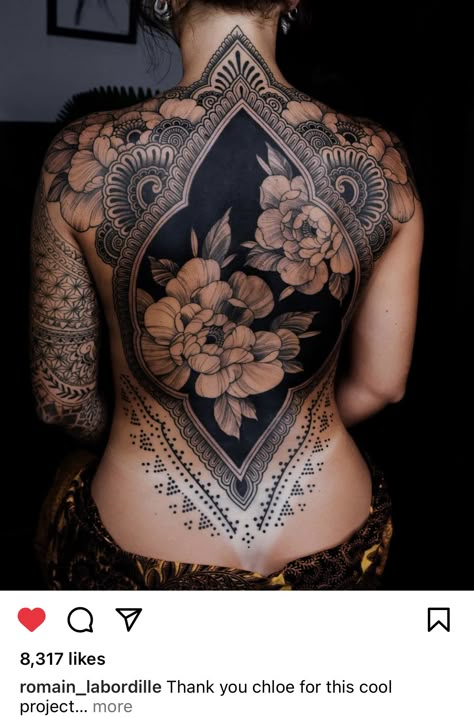 Body With Tattoos, Floral Back Tattoos, Backpiece Tattoo, Back Tattoo Ideas, Back Piece Tattoo, Blackout Tattoo, Full Back Tattoos, Smink Inspiration, Full Body Tattoo