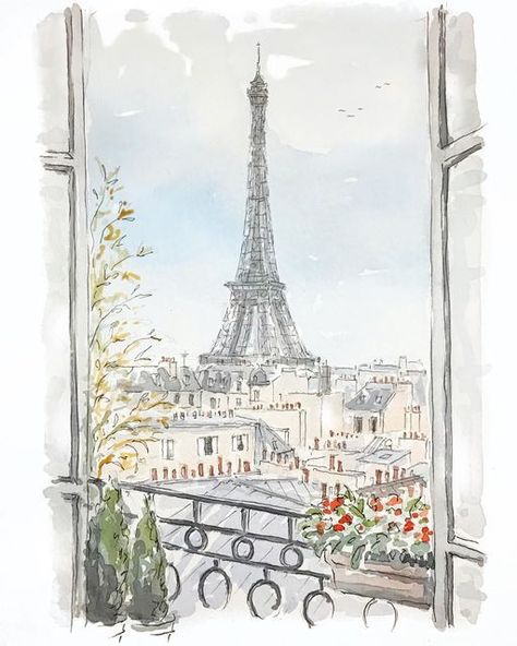 ♔ Lina Nordin Gee - Artiste Suédoise (Swedish) Paris Gouache Painting, Lina Nordin Gee, Watercolor Paris Paintings, Paintings Of Paris, Paris Watercolor Painting, Paris Drawings, Drawing Paris, French Art Prints, Paris Sketch