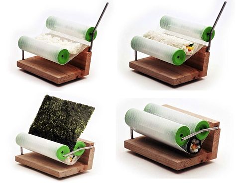 Der Sushimaschine - Bon Appétit Sushi Machine, Sushi Roller, Kitchen Tools Organization, Easy Sushi, Diy Sushi, Mobile Food Cart, Kitchenware Design, How To Make Sushi, Japanese Sushi