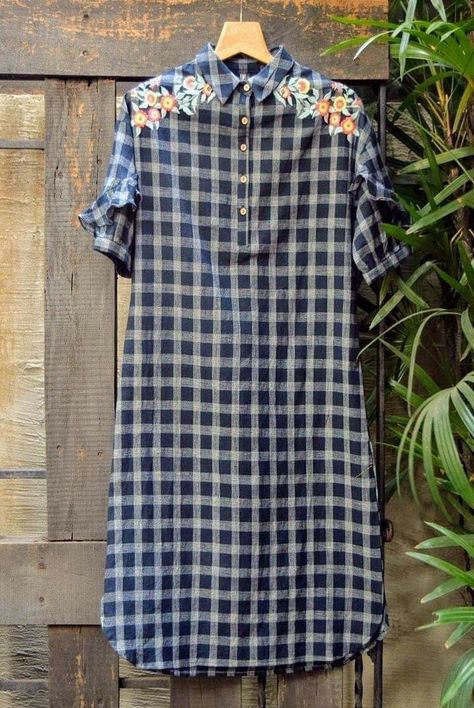 Checked Kurti Designs Indian, Check Kurti Designs Latest Indian, Checks Kurti Designs Latest, Check Print Kurti Designs, Check Kurti Designs, Checks Kurti Designs, Printed Kurti Designs, Indian Kurti Designs, Simple Kurta Designs