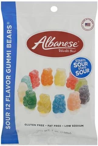 Amazon.com: Albanese 12 Sour Flavors Gummy Bears 7 oz.12 : Albanese: Grocery & Gourmet Food Sour Gummy Bears, Candy Sour, Display Shelving, Low Sodium, Fat Free, Gummy Bears, Gourmet Food, Gummy Candy, Yellow Blue