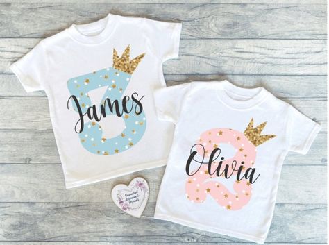 Personalised Birthday T-shirts Birthday Keepsake T-shirt - Etsy Crown Illustration, 3 Birthday, Crown Birthday, Birthday T Shirts, Patterned Background, Birthday Keepsakes, Number Design, Birthday Tshirts, Birthday Numbers