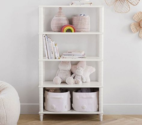 Elsie Kids Bookshelf | Pottery Barn Kids Chic Cottage, Simply White, Bookshelves Kids, Wire Management, Multi Step, Smart Storage, Consumer Products, Indoor Air, Girl Nursery