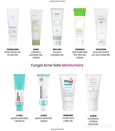 Fungal Acne Safe Moisturizer, What To Use For Fungal Acne, Fungal Acne Products, Fungle Acne Skincare, Best Korean Skincare Products Acne, Acne Moisturizer, Korean Skin Care Secrets, Skincare For Oily Skin, Face Care Tips