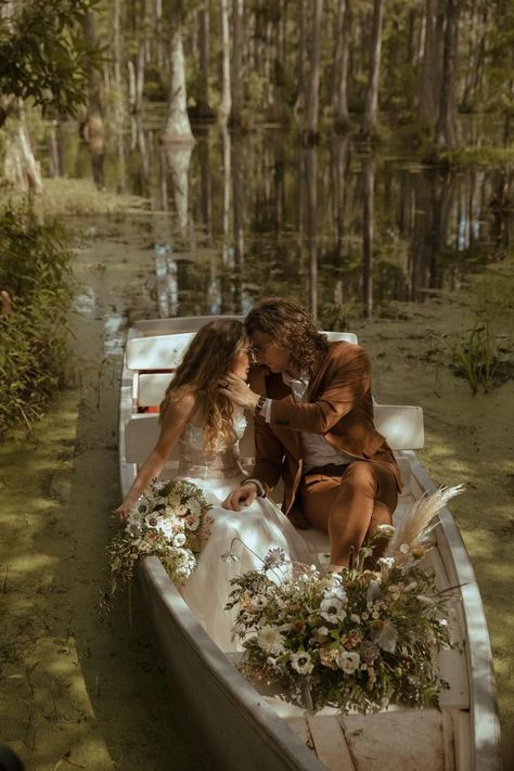 Cypress Gardens Sc, Boat Engagement Photos, Boat Photoshoot, Themed Engagement Photos, Cypress Gardens, Couple Sessions, Romantic Elopement, Adventurous Couple, Boat Wedding