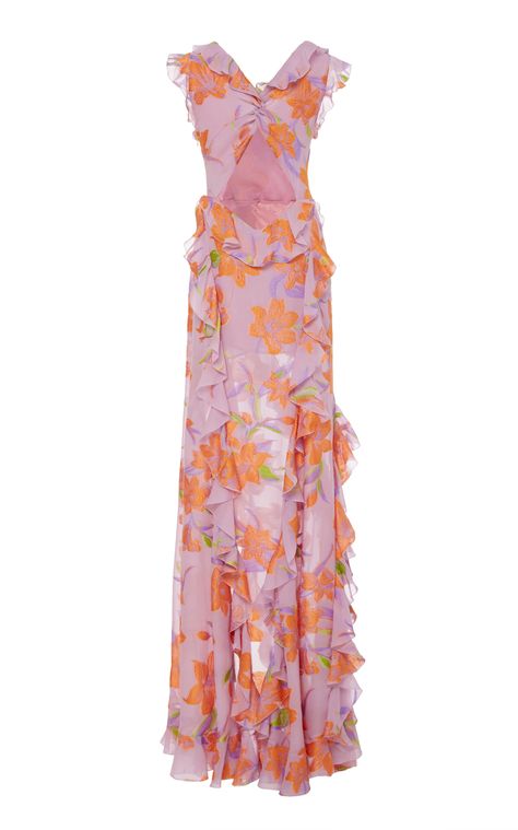 Etro Ruffle-Trimmed Silk-Georgette Dress Etro Dress, Silk Georgette Dress, Floral Ruffle Dress, Beautiful Maxi Dresses, Floral Ruffle, Classy Dress, Fancy Dresses, Ruffle Dress, Moda Operandi