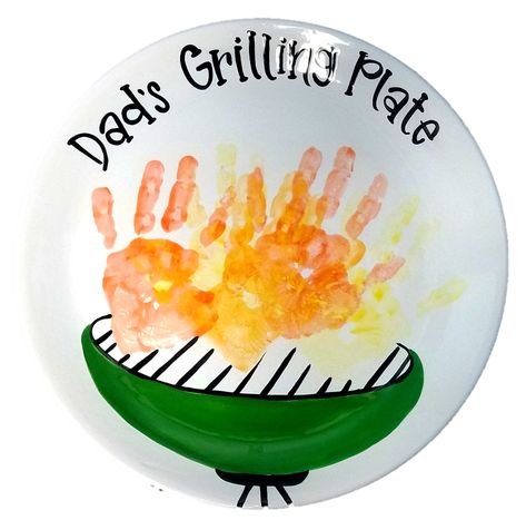 Pottery Grilling Handprint Plate Father's Dad Day Fathers Day Crafts For Kids, Homemade Birthday Gifts, Diy Fathers Day, Diy Father's Day Crafts, Birthday Gifts For Dad, Kids Homemade, Diy Gifts For Dad, Homemade Birthday, Plates Diy