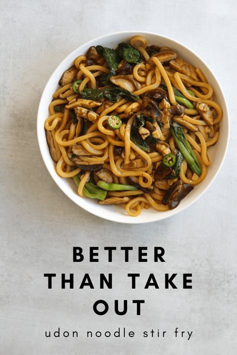 This better than take out udon noodle stir fry is packed with mushrooms, broccoli, and sweet and savory soy and sesame sauce. No need to order in when you've got this recipe in your back pocket! Recipes Using Udon Noodles, Udon Noodle Recipe Soup, Craving California, Udon Noodle Stir Fry, Udon Noodle Recipe, Udon Stir Fry, Udon Noodles Recipe, Fried Udon, Udon Recipe