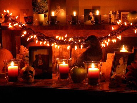 Altars:  Ancestor #Altar. Ancestor Altar, Samhain Altar, Samhain Halloween, Witch Candles, Witches Altar, Eclectic Witch, Pagan Altar, Practical Magic, Samhain