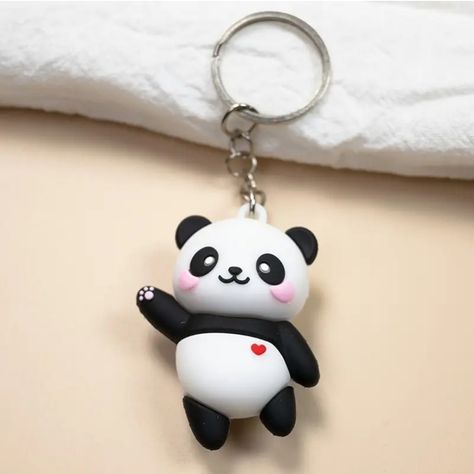 1pc Cute Panda Keychain, Hard Silicone Material Ref Heart On Belly Durable Adorable New Cartoon Bag Car Key Pendant, Small Gift Many More Designs Listed Separately Bundle To Save More On Shipping! 1 Price Shipping Up To 5lbs Cute Key Chains, Panda Keychain, Panda Necklace, Panda Charm, Back Cover Design, Cute Keychains, Diy Necklace Making, Cute Ipad Cases, Cute Stationary School Supplies