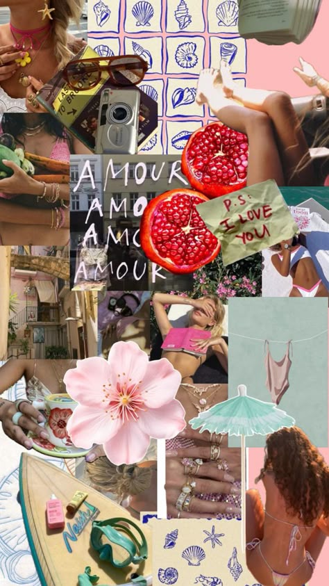 August Mood Board, Somewhere In Northern Italy 1983, Vision Board Examples, Bedroom Wall Collage, Wallpaper Iphone Summer, Magazine Collage, The Glow Up, Mermaid Aesthetic, Spring Girl